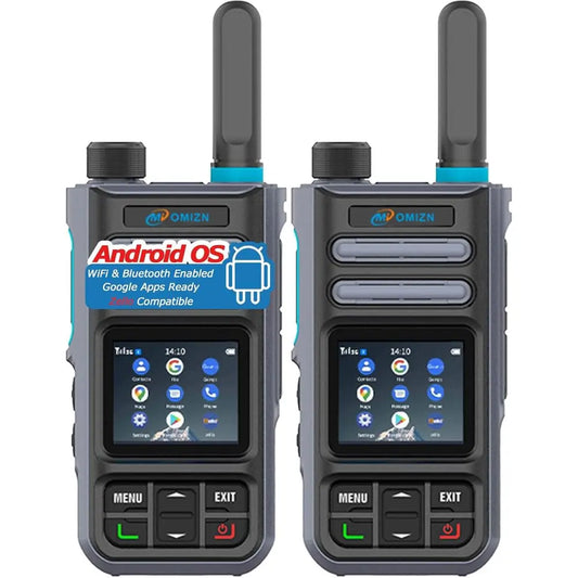 4G LTE Android Smart Walkie Talkie with Unlimited Range, Lifetime Free, Support Zello, WiFi, Bluetooth, GPS, IP65, Type-C, 2 Pac