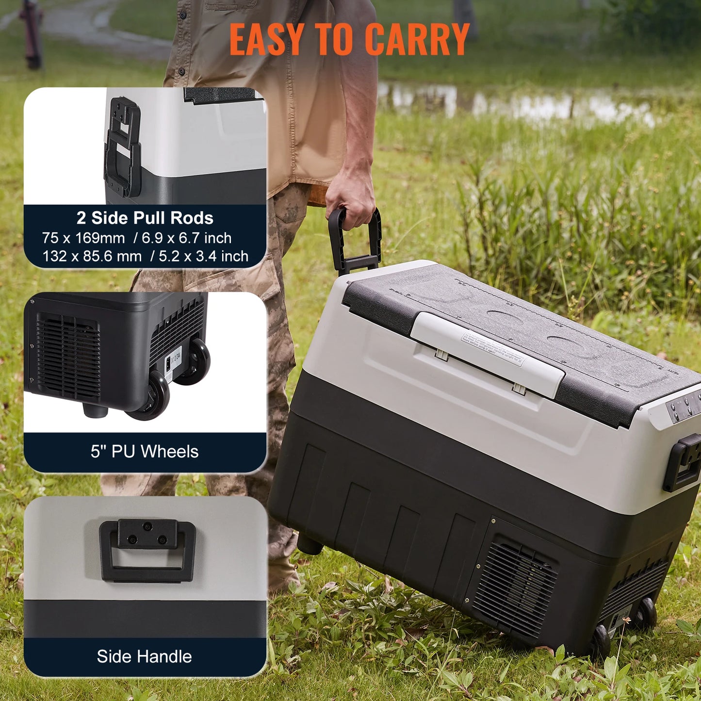 SucceBuy 35/45/55L Portable Electric Cooler Car Refrigerator with Wheel Compressor Freezer for Camping Picnics Car Home Traval