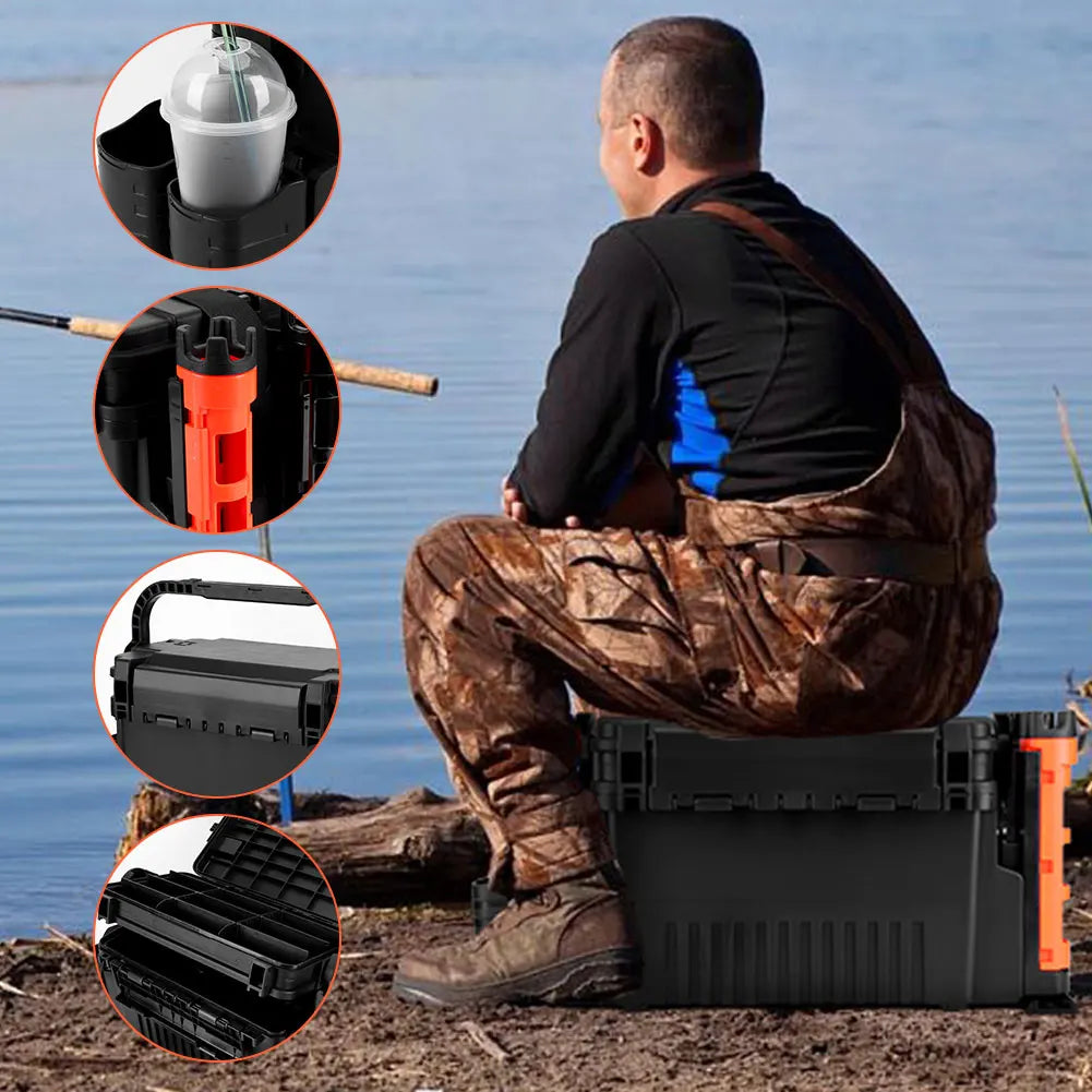 Portable Fishing Tackle Box 2 Tier Multi-functional Fishing Accessories Lure Hook Storage Case Fishing Tool Box Accessories