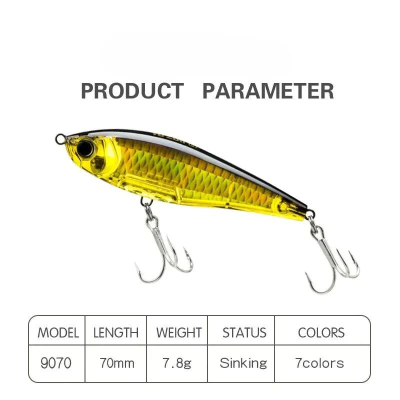70mm 7.8g 3D Inshore Twitch Bait Lures Saltwater Trout Fishing Freshwater Long-range Bait Pencil Pesca Floating Minnow Wobblers