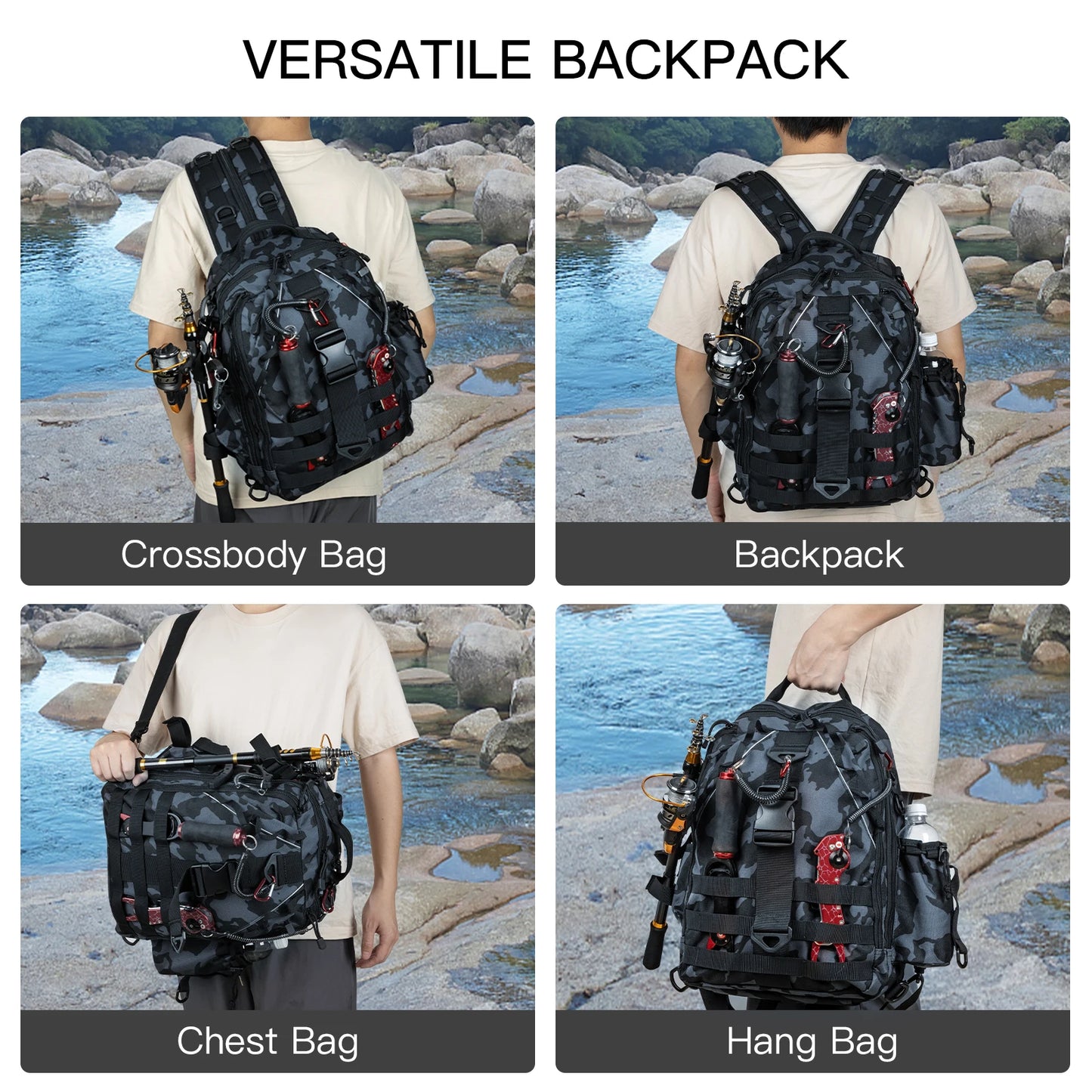 Fishing Tactical Backpack Durable Cut Resistance MOLLE Backpack For Outdoor And Hunting For Men