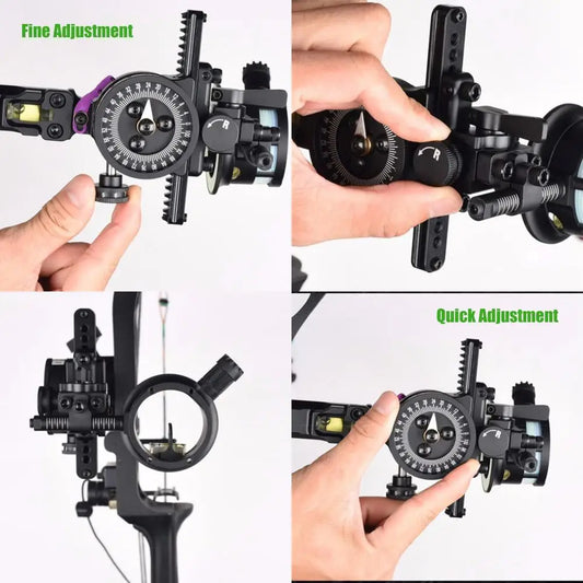 1 Pin Compound Bow Sight, Archery Bow Sight, Aluminum Alloy Micro Adjustable Archery Sight, Single Pin 2 Aim Point, Lightweight