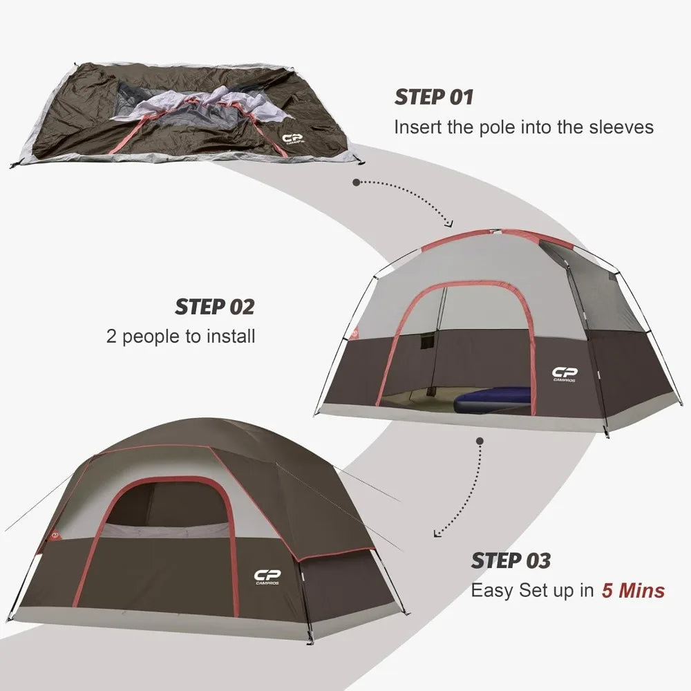 Tents for Camping 4-6 Person Tent Waterproof Windproof Double Layer Family Camping Tent, Easy Setup Dome Tent with Large Mesh W