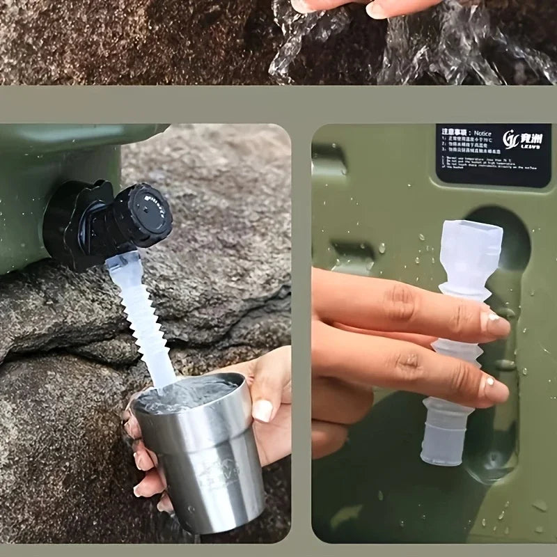 Portable Water Storage Container, 18.5 Liters/4.07 Gallons Large Capacity, Suitable for Outdoor Camping, Hiking, Picnics - Durable, Scratch-Resistant, Anti-Corrosion, Includes Replacement Lid, Extension Tube, Brush