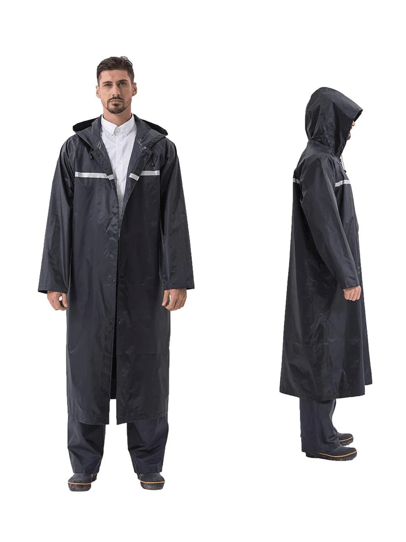 Pahajim Long Hooded Safety Rain Jacket Rain Suit Waterproof Raincoat for Men and Women Outdoor All-Sport Breathable