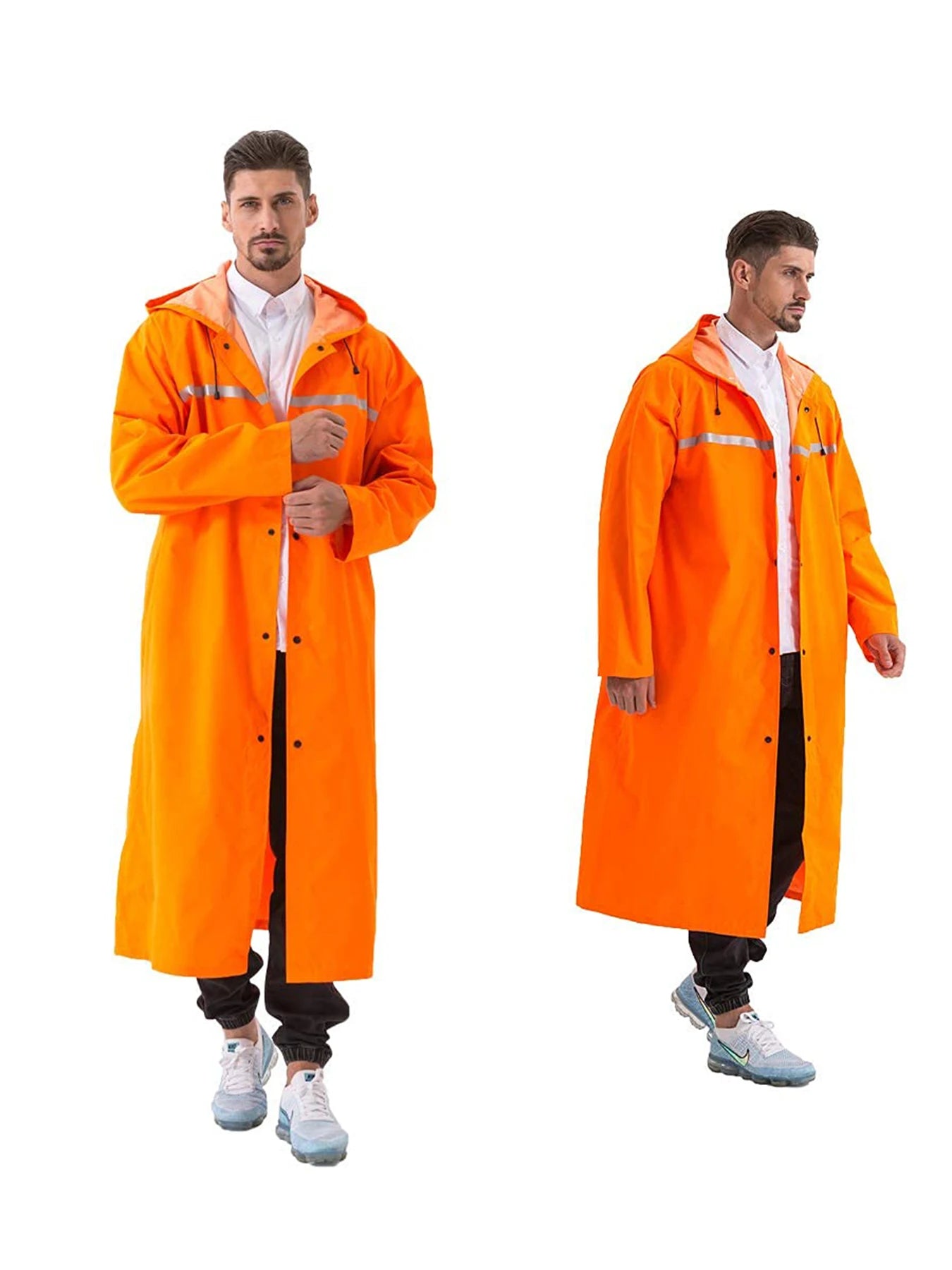 Pahajim Long Hooded Safety Rain Jacket Rain Suit Waterproof Raincoat for Men and Women Outdoor All-Sport Breathable