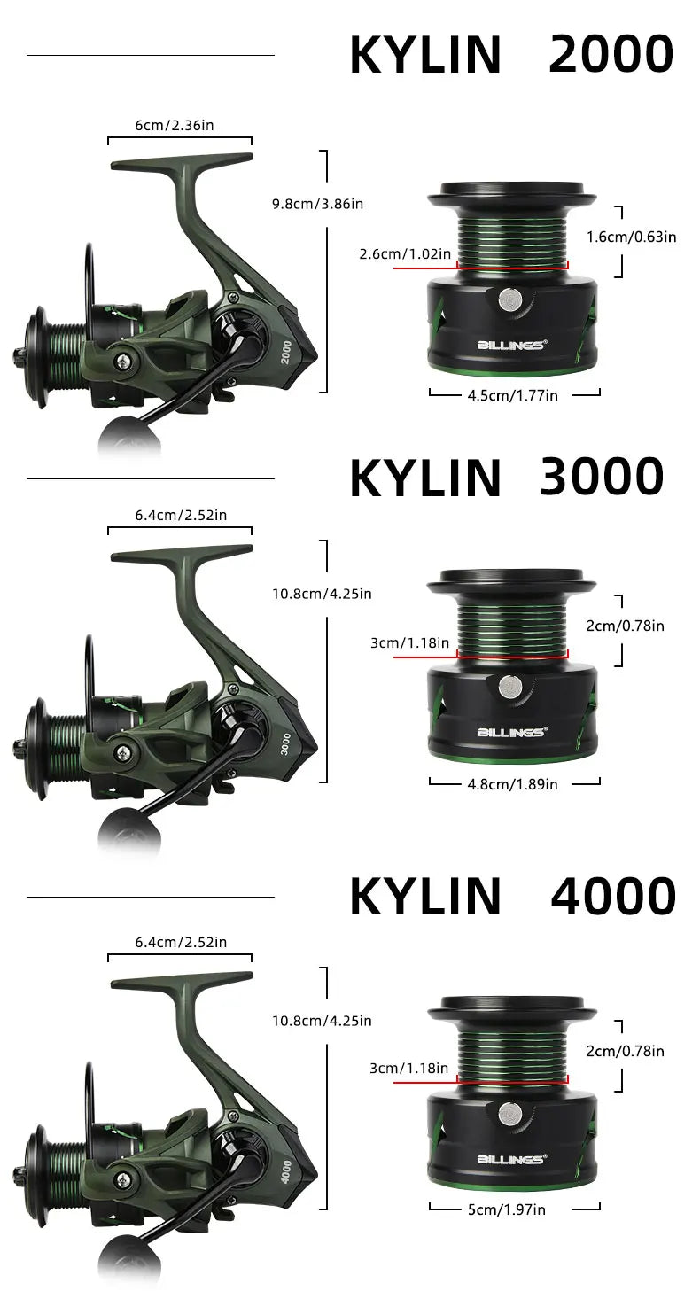 BILLINGS Spinning Reel 17.6 LB Max Drag 5.2:1 Gear Ratio Smooth 5+1BB Spinning Fishing Reels with Anti-Reverse Metal Spool & CNC Rocker for Fresh Saltwater Bass Trout Fishing