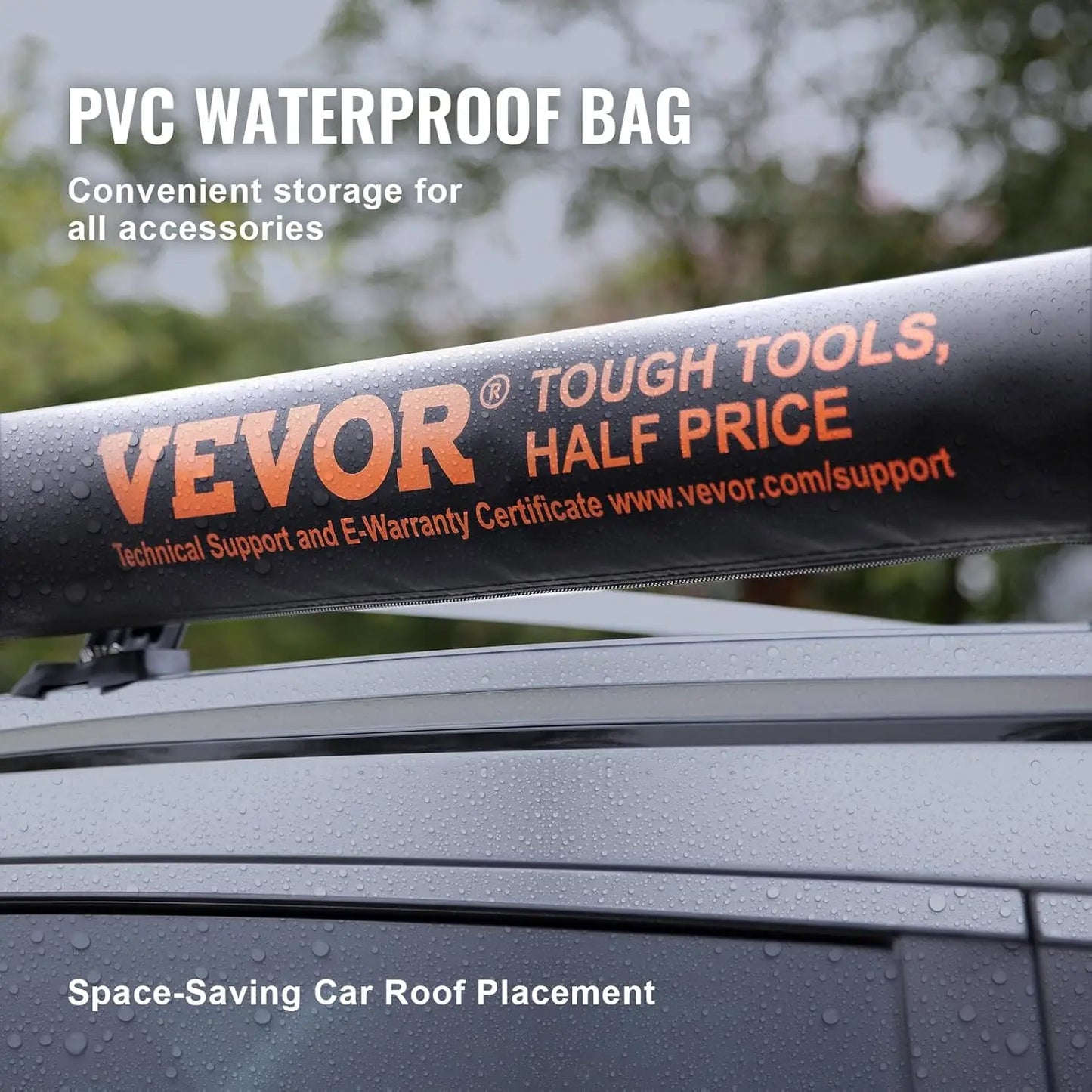 6.6'x8.2' Retractable SUV Awning with UV50+ & Waterproof Storage, Easy Setup for Camping