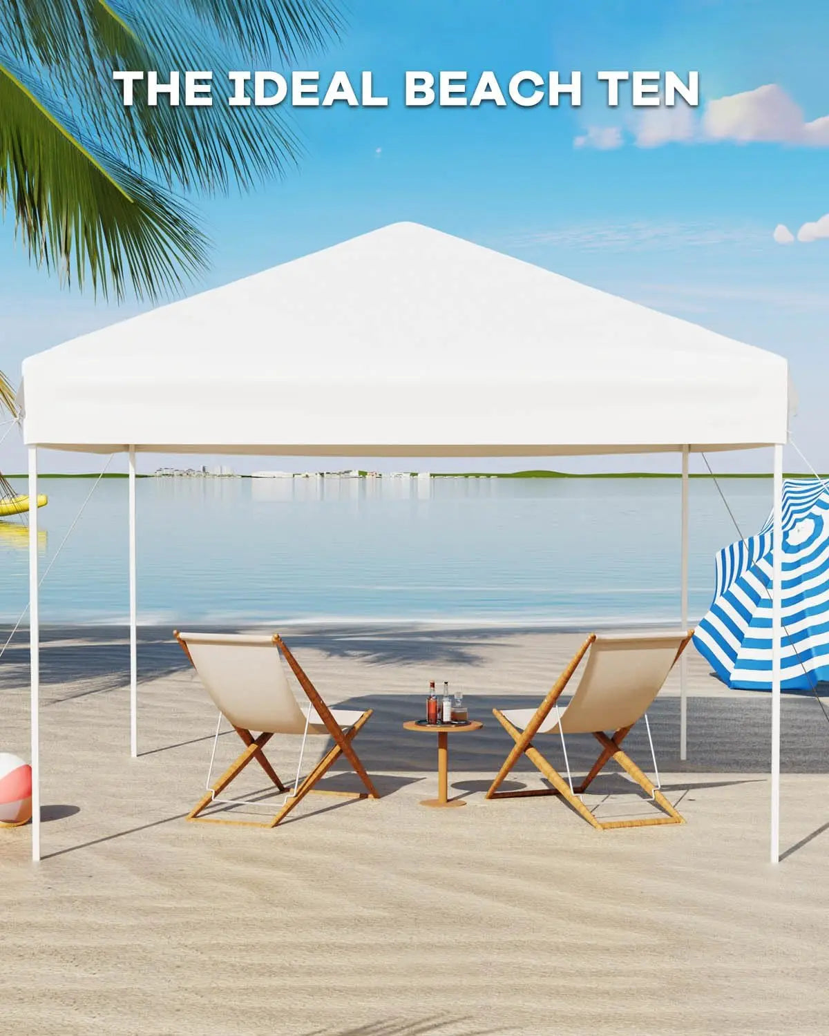 10x10 Pop Up Canopy Tent, Outdoor Tent with 3 Adjustable Height, Easy Set Up Canopy with 4 Sandbags & Carrying Bag for Camping