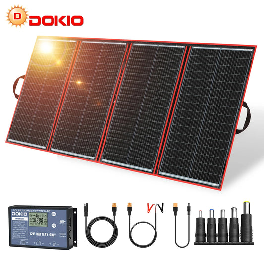 Dokio 300W 18V Portable Foldable Solar Panel  with 12V Controller Suitable for Family Camping Trips