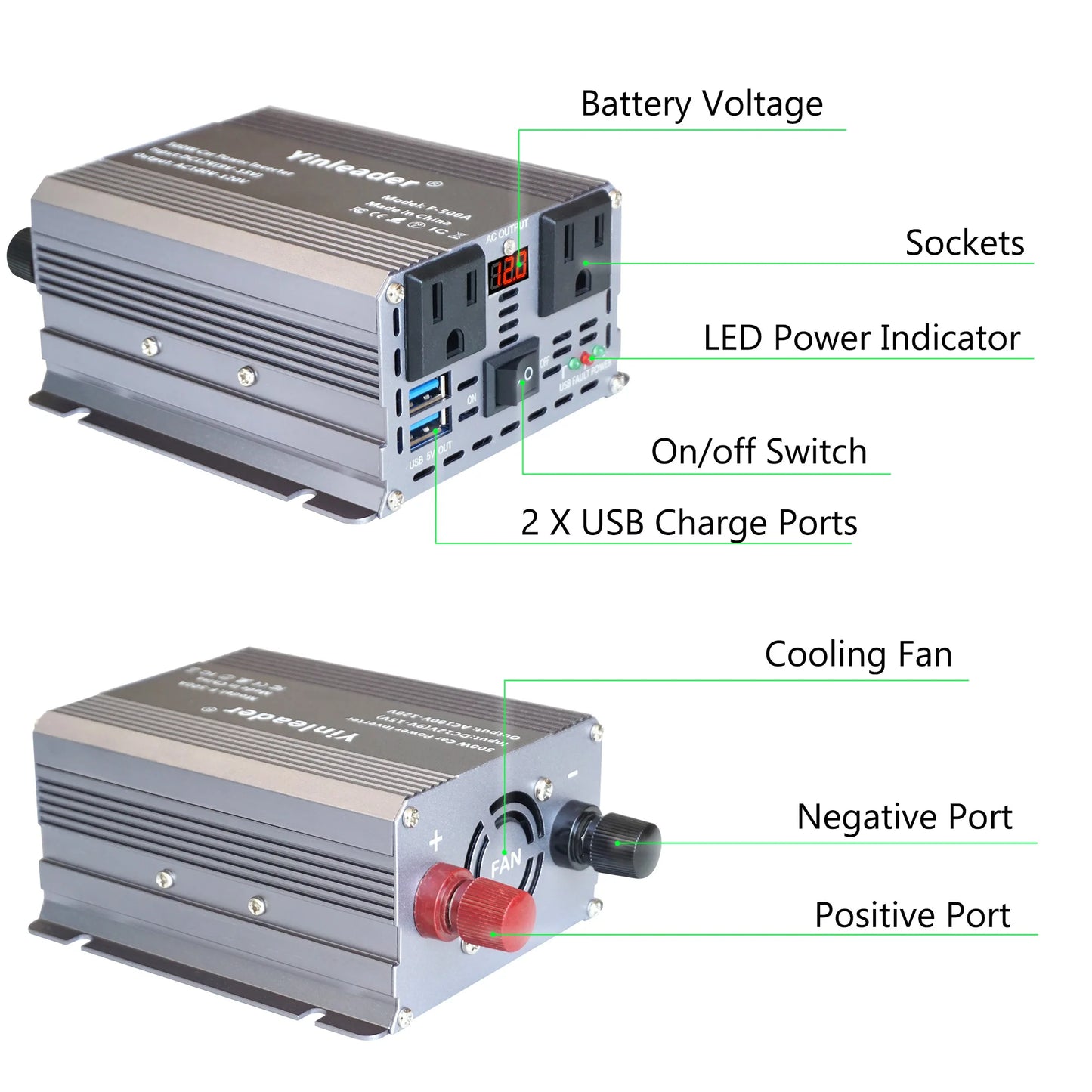 500W/300W Car Inverter DC12V AC110V Power Conversion Mini Portable Inverter With USB 5V 3.1A Output US Socket