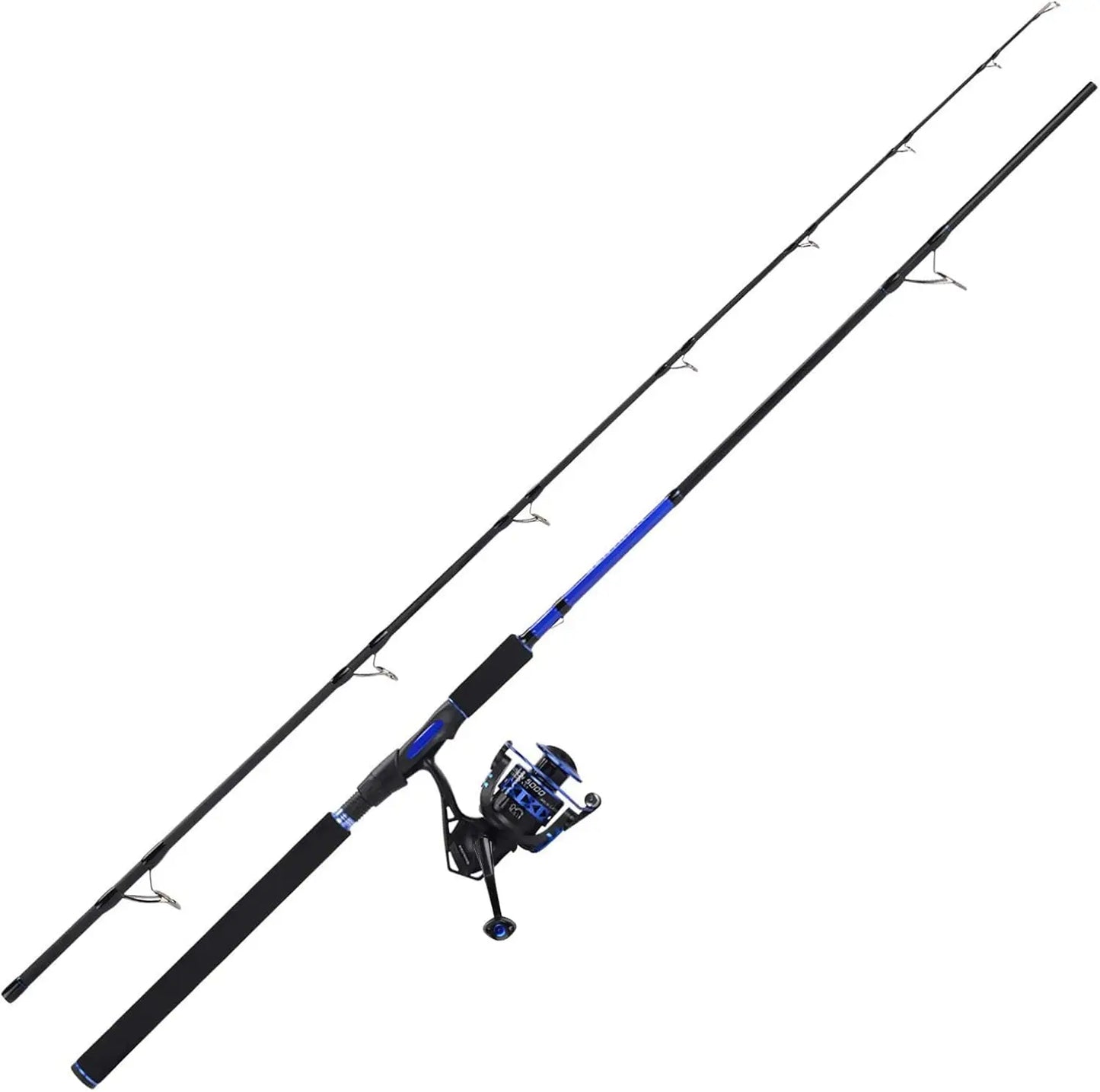 Lightweight IM6 Graphite Fishing Rod and Reel Combo with Stainless Steel Guides, EVA Handles for Bass to Salmon