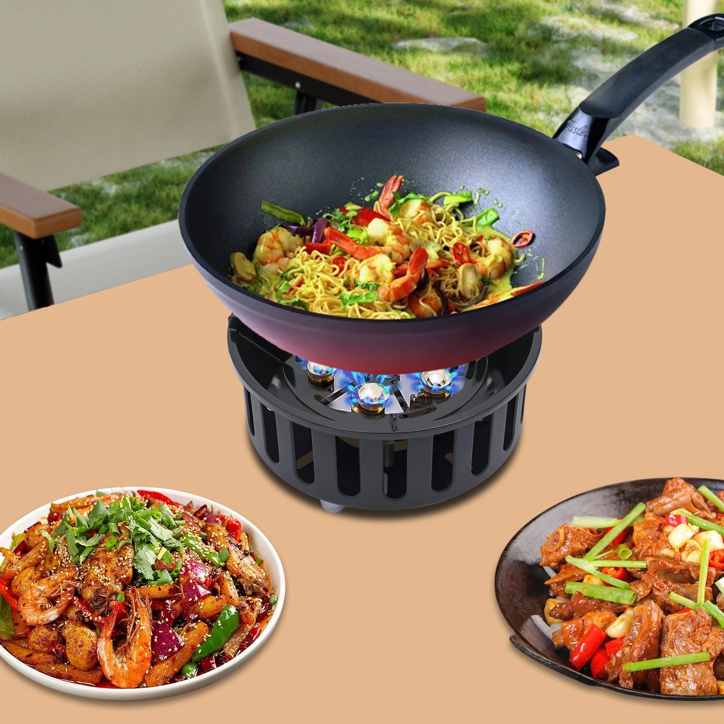 21000W Portable Butane Camping Stove outdoor burner with 2 Adapters Gas Stove propane portable stove for Outdoor Frying Boiling