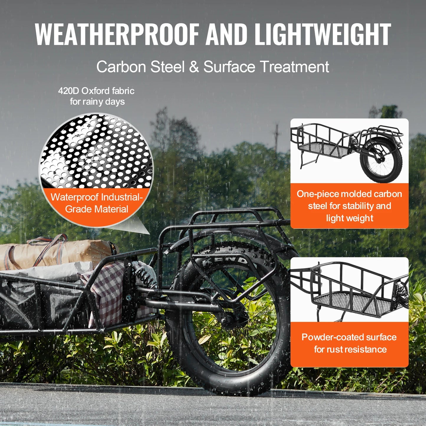 SucceBuy Bike Cargo Trailer 70 lbs Capacity Heavy-Duty Bicycle Wagon Cart Compact Storage & Quick Release Structure 20" Wheels