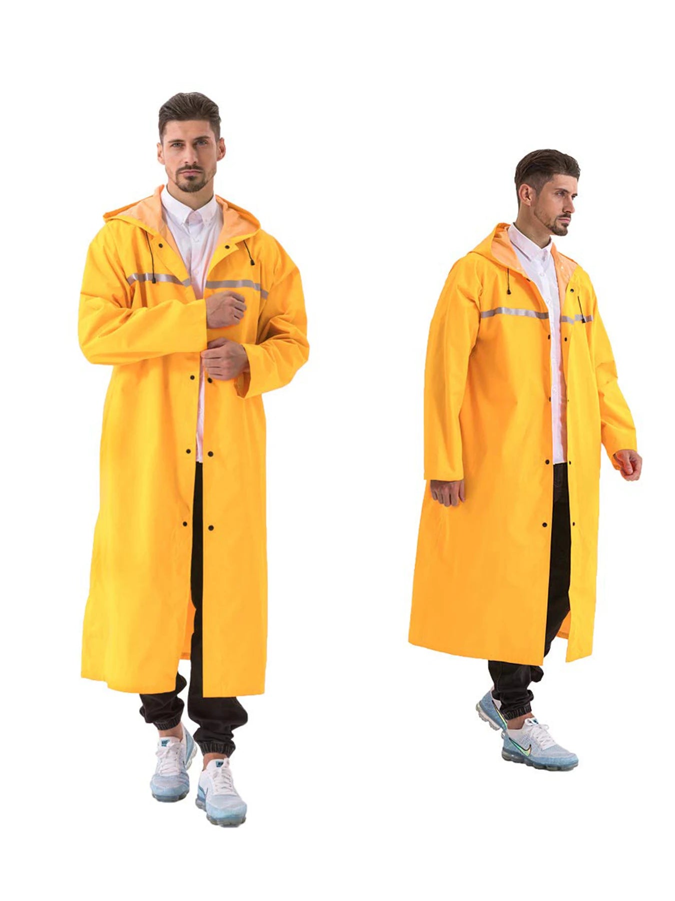Pahajim Long Hooded Safety Rain Jacket Rain Suit Waterproof Raincoat for Men and Women Outdoor All-Sport Breathable