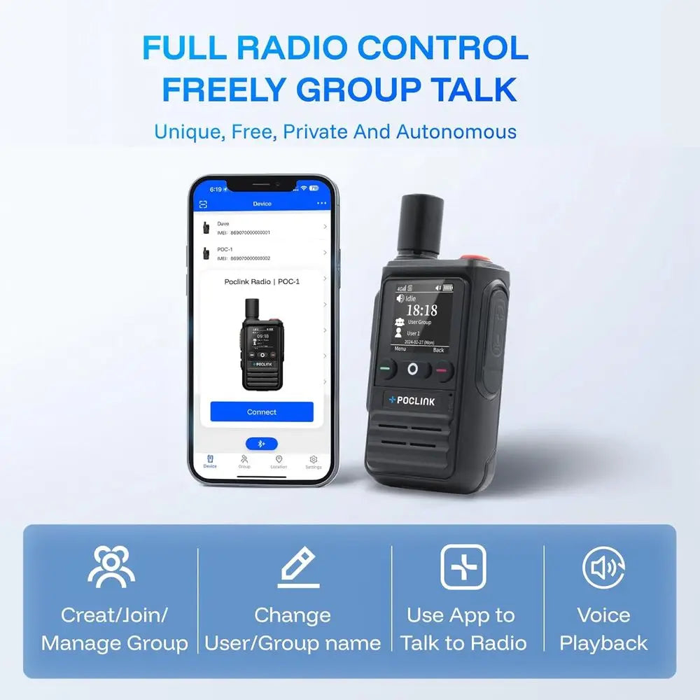 Lifetime Free Global Walkie Talkies Long Range, 4G LTE Unlimited Range POC Two-Way Radios with Bluetooth & APP, Rechargeable Wal