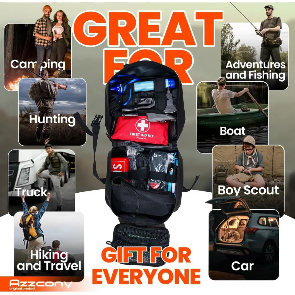 Emergency Survival Kit with First Aid Gears and Supplies - EDC Go Bugout Bag - Get Home Backpack for Camping Outdoor - Tactical