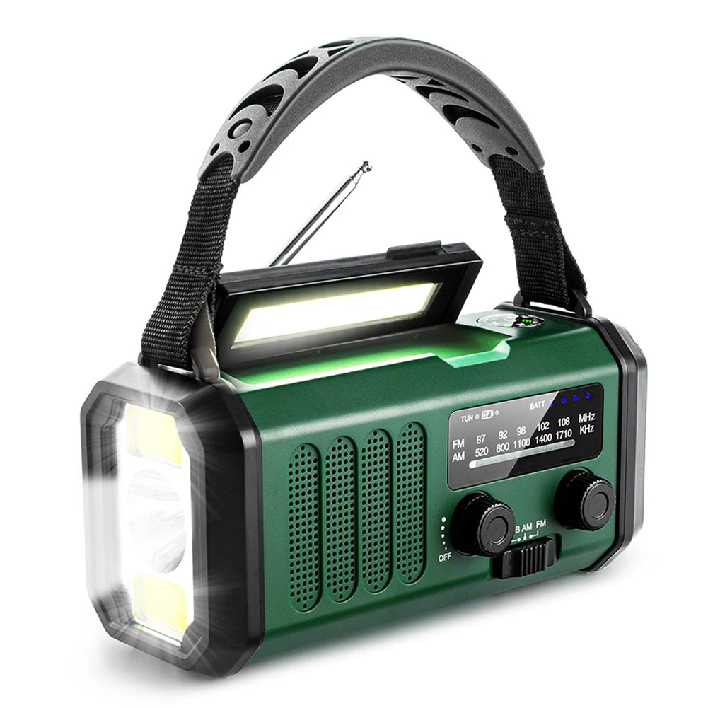 AM FM NOAA Weather Radio 10000mAh USB Charging Hand Crank Solar Radio Multifunctional Emergency Radio with Flashlight Power Bank