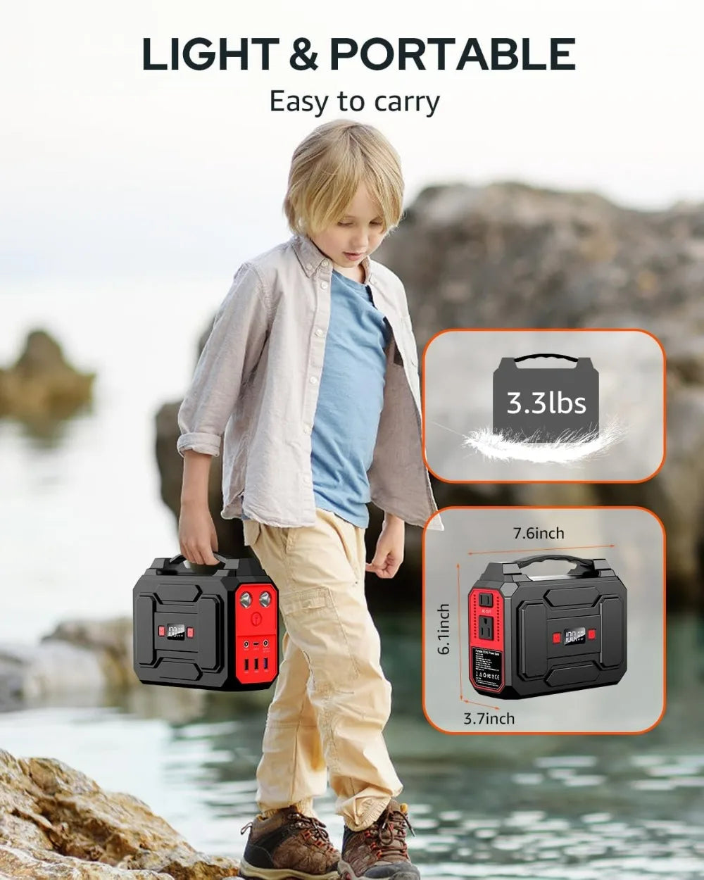 200W Solar Generator with 40W Panel, 146Wh Portable Power Station for Camping, Home & Outdoor AC Outlet
