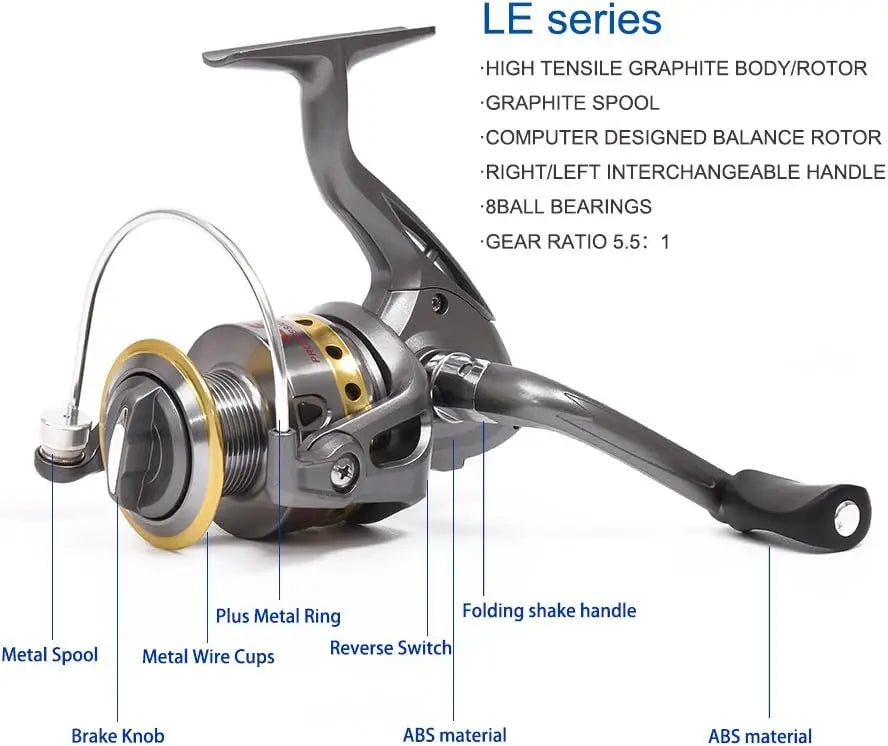 2-Piece Telescopic Fishing Rod and Reel Combo with Spinning Reel, Lure Accessories, Portable Bag for Saltwater and Freshwater