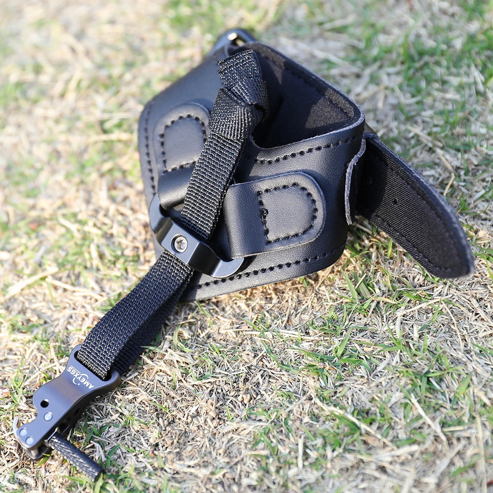 Archery Release Aids Index Finger Hook Compound Bow Hunting Wrist Strap Trigger Leather + Alloy Target Shooting Accessory