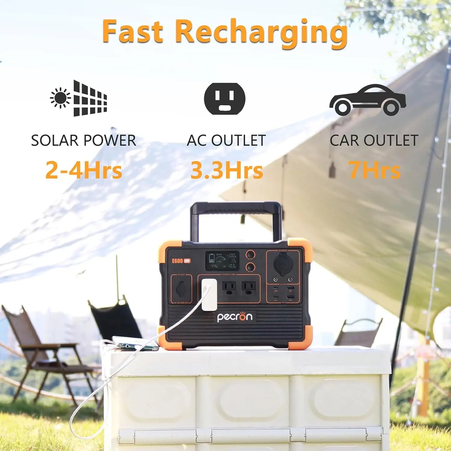 E600LFP Portable Power Station, 614Wh LiFePO4 Battery, 1200W AC Outlet, Solar Generator for Camping Emergency Home RV