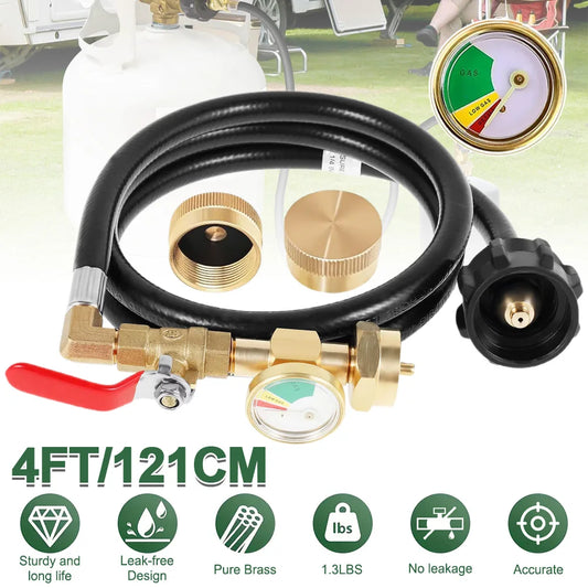 36Inch High-Pressure Propane Refill Adapter Hose with QCC/Type1 Inlet for 1LB Gas Tanks & Camping Grill Connector Accessories