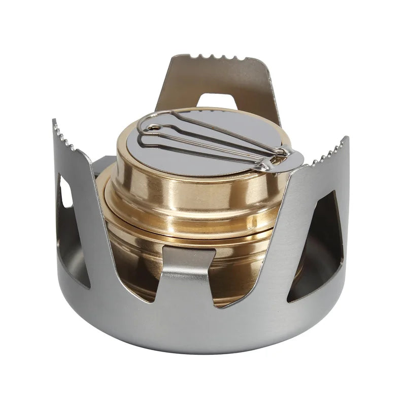 Portable Mini Alcohol Stove Burner Adjustable Firepower GEAR Stove Aluminum Alloy Bracket Ultralight Brass Outdoor Camping Stove