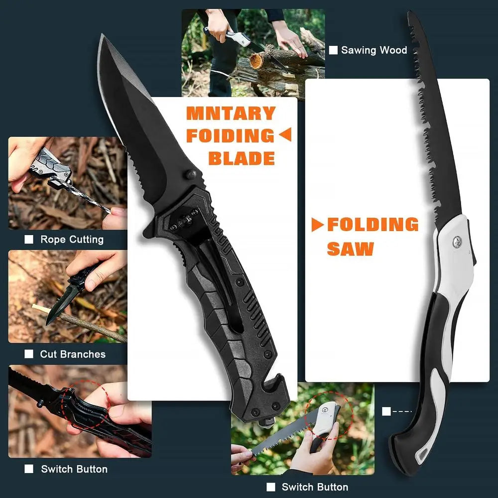 Professional Survival Gear Set - First Aid Kit and Large Camping Backpack, Camping Equipment for Adventure Outdoor Hiking Advent