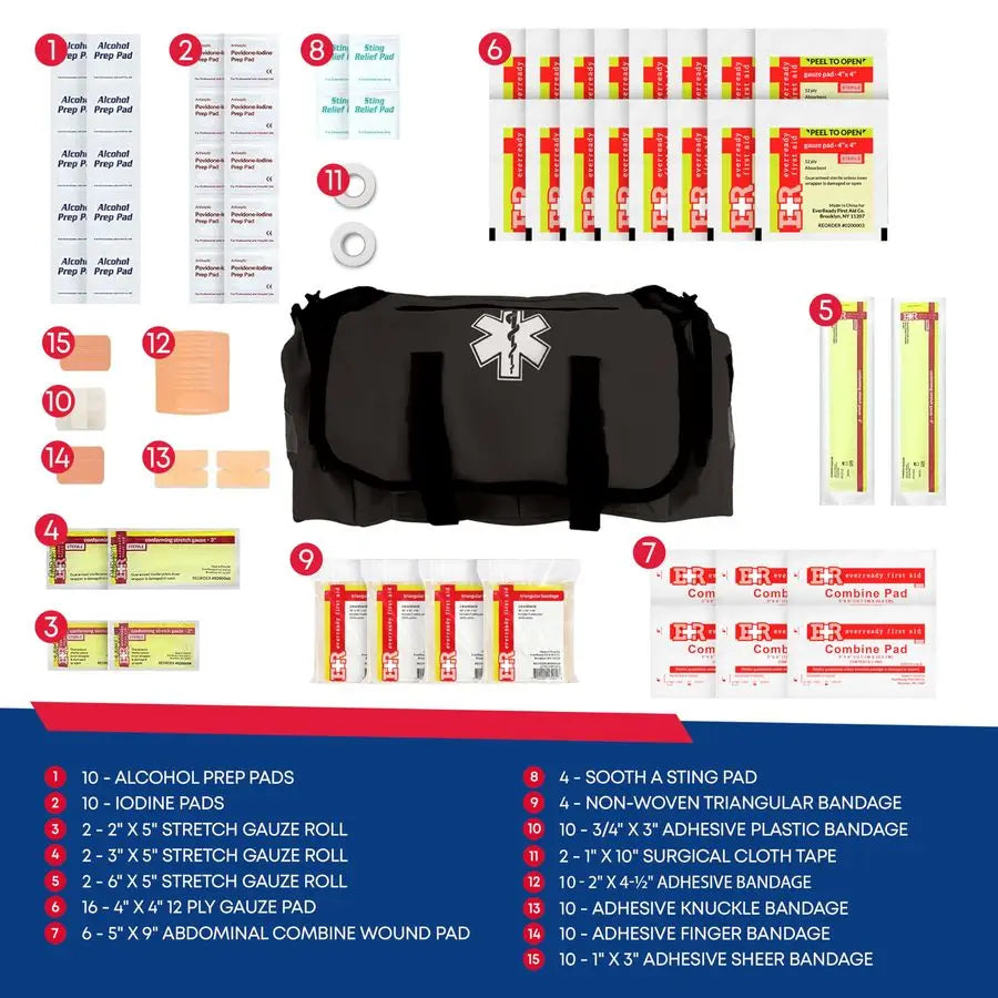 Responder Trauma First Aid Kit Bag Fully Stocked Emergency Medical Kit for Workplace, Vehicle amp Home OSHA amp ANSI Compliant P