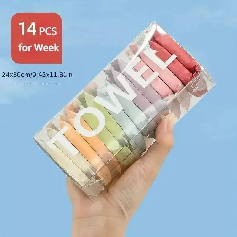 Travel-Friendly Disposable Face Towels – 42pcs, Hypoallergenic, Compressed to 3x3 Inches for Luggage