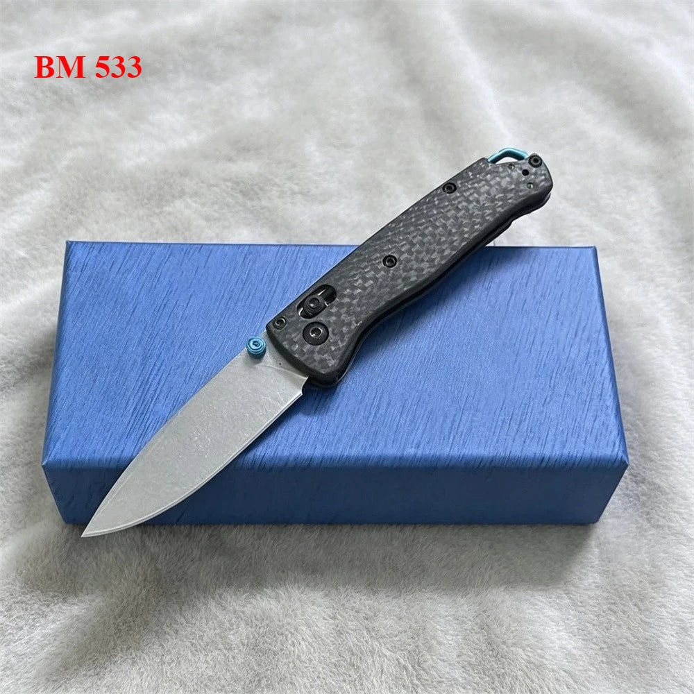 Premium Bugout 535-3 533-3 Mini Folding Knife S90V Steel Lightweight Carbon Fiber Handle Portable Outdoor Camping Hiking Tool