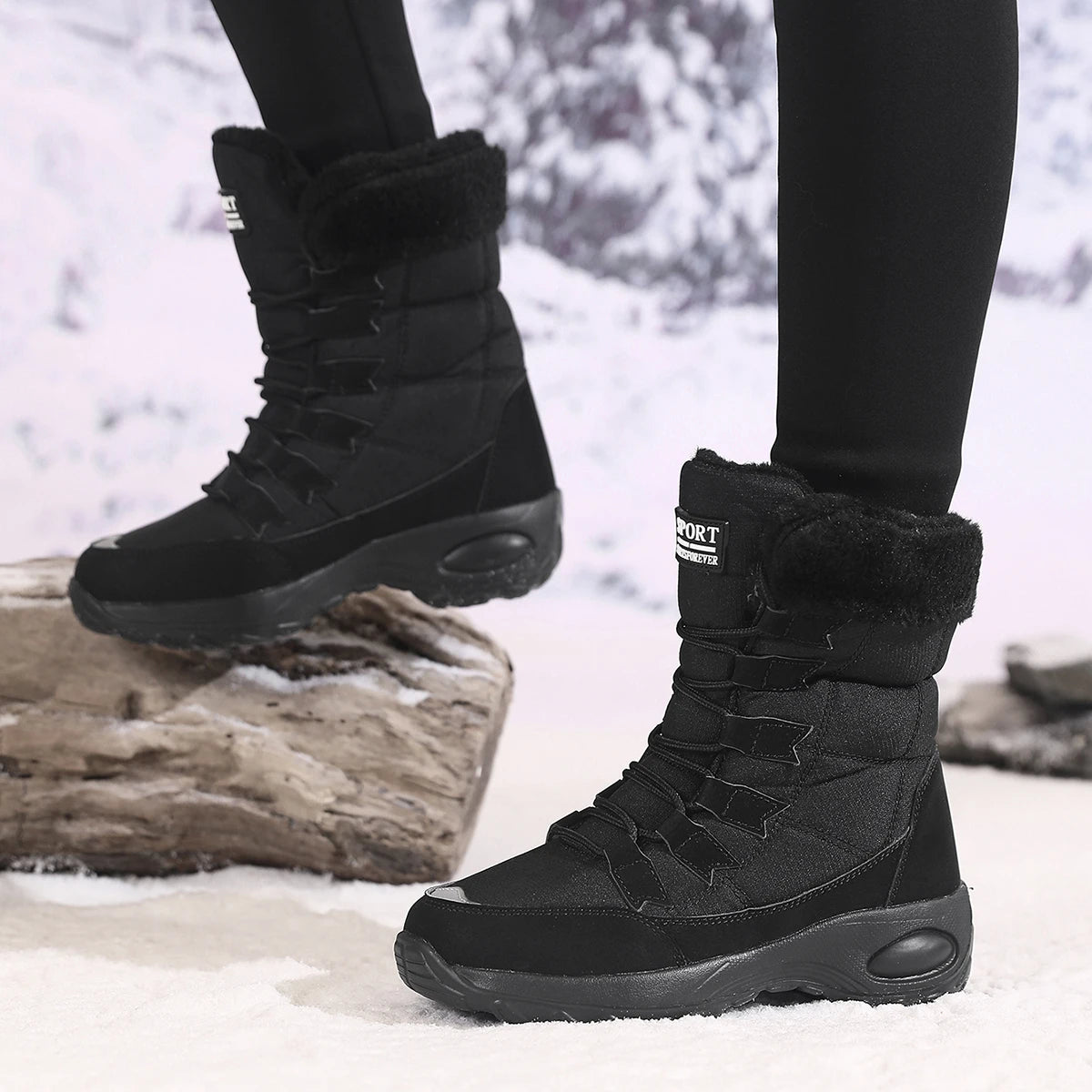 New Winter Women Boots High Quality Warm Snow Boots Lace-up Comfortable Ankle Boots Outdoor Waterproof Hiking Boots Size 36-43