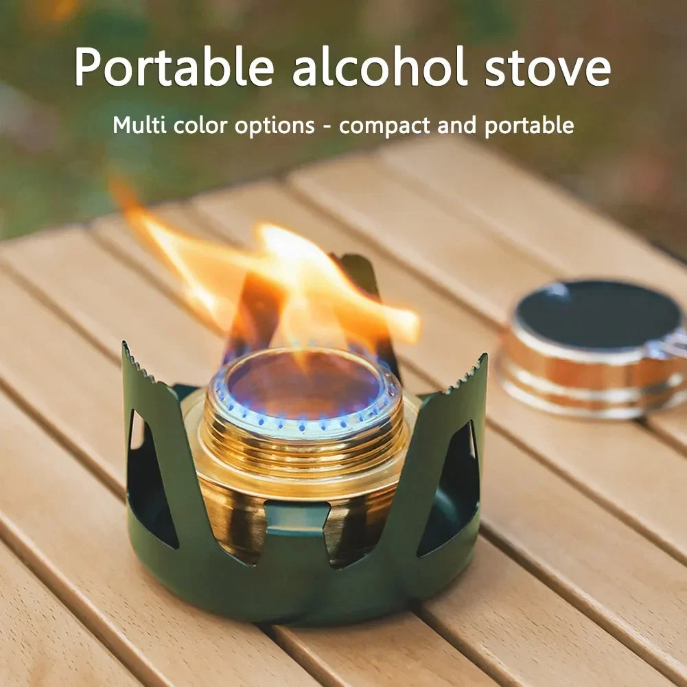 Portable Mini Alcohol Stove Burner Adjustable Firepower GEAR Stove Aluminum Alloy Bracket Ultralight Brass Outdoor Camping Stove