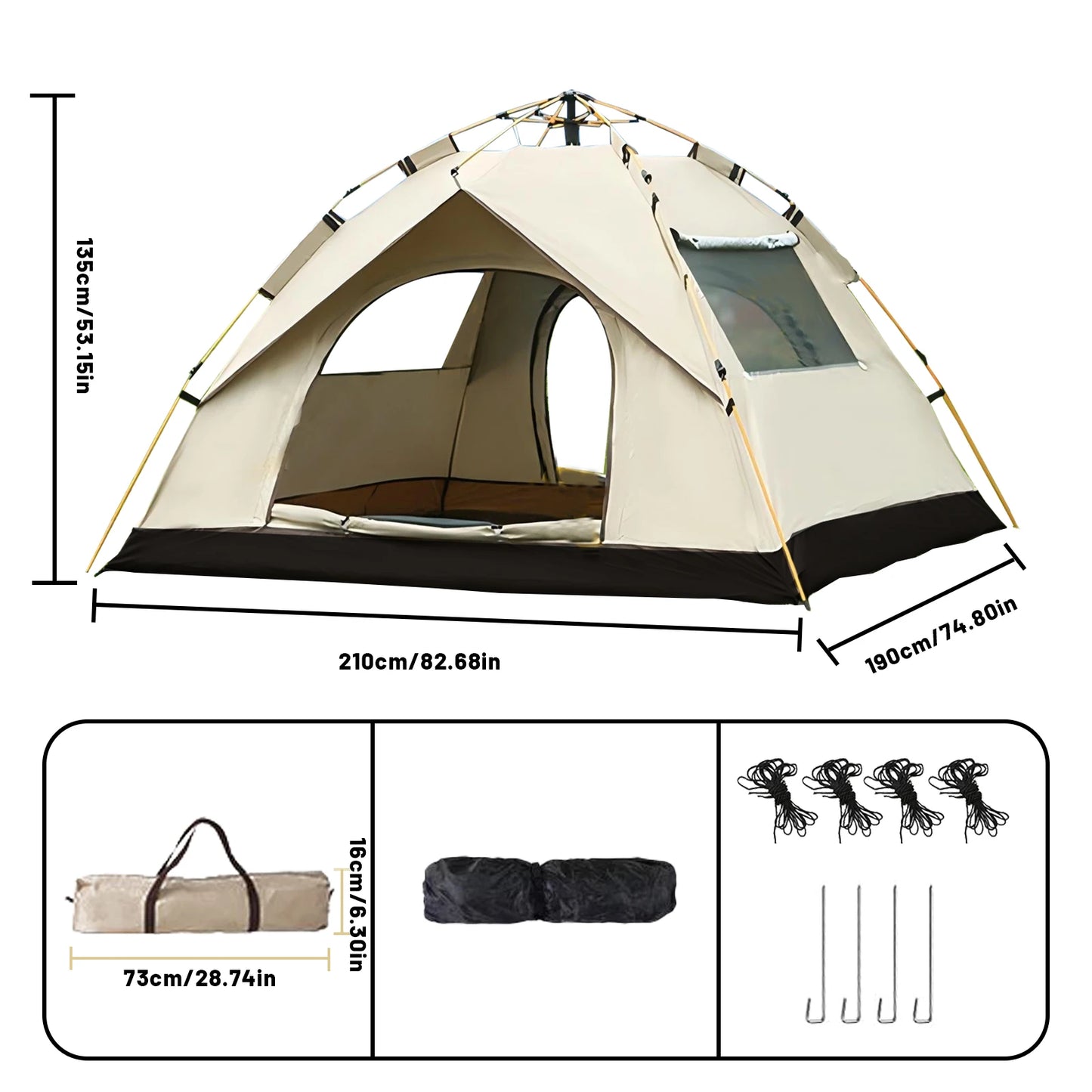 Gold Series Instant Cabin Tent - 3-4 Person All-Season Shelter for Beach, Fishing & Outdoor Travel