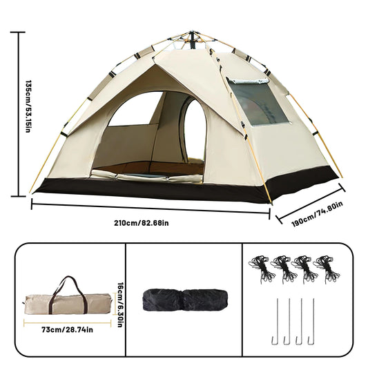 Gold Series Instant Cabin Tent - 3-4 Person All-Season Shelter for Beach, Fishing & Outdoor Travel