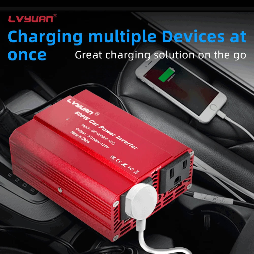 500W/300W Car Inverter DC12V AC110V Power Conversion Mini Portable Inverter With USB 5V 3.1A Output US Socket