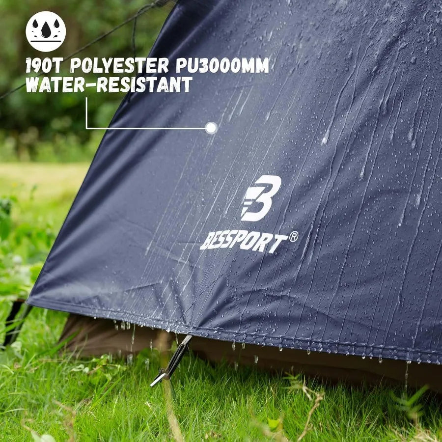 Lightweight Backpacking Tent for 2-3 Persons with Waterproof and Windproof Features Double Layer Design Two Doors for Easy Acce