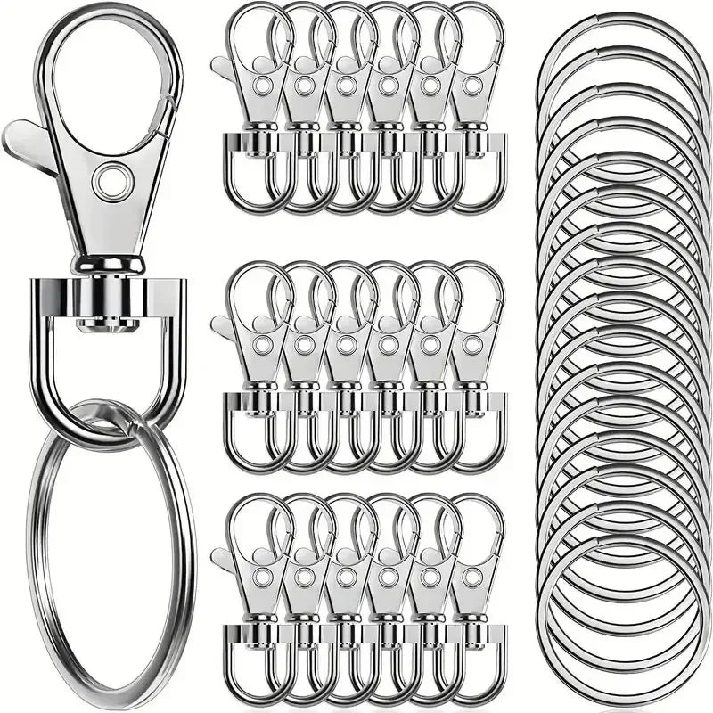 5/10/20PCS Swivel Clasps Lanyard Snap Hooks with Key Rings Key Chain Clip Hooks Lobster Claw Clasps for Keychains DIY Crafts