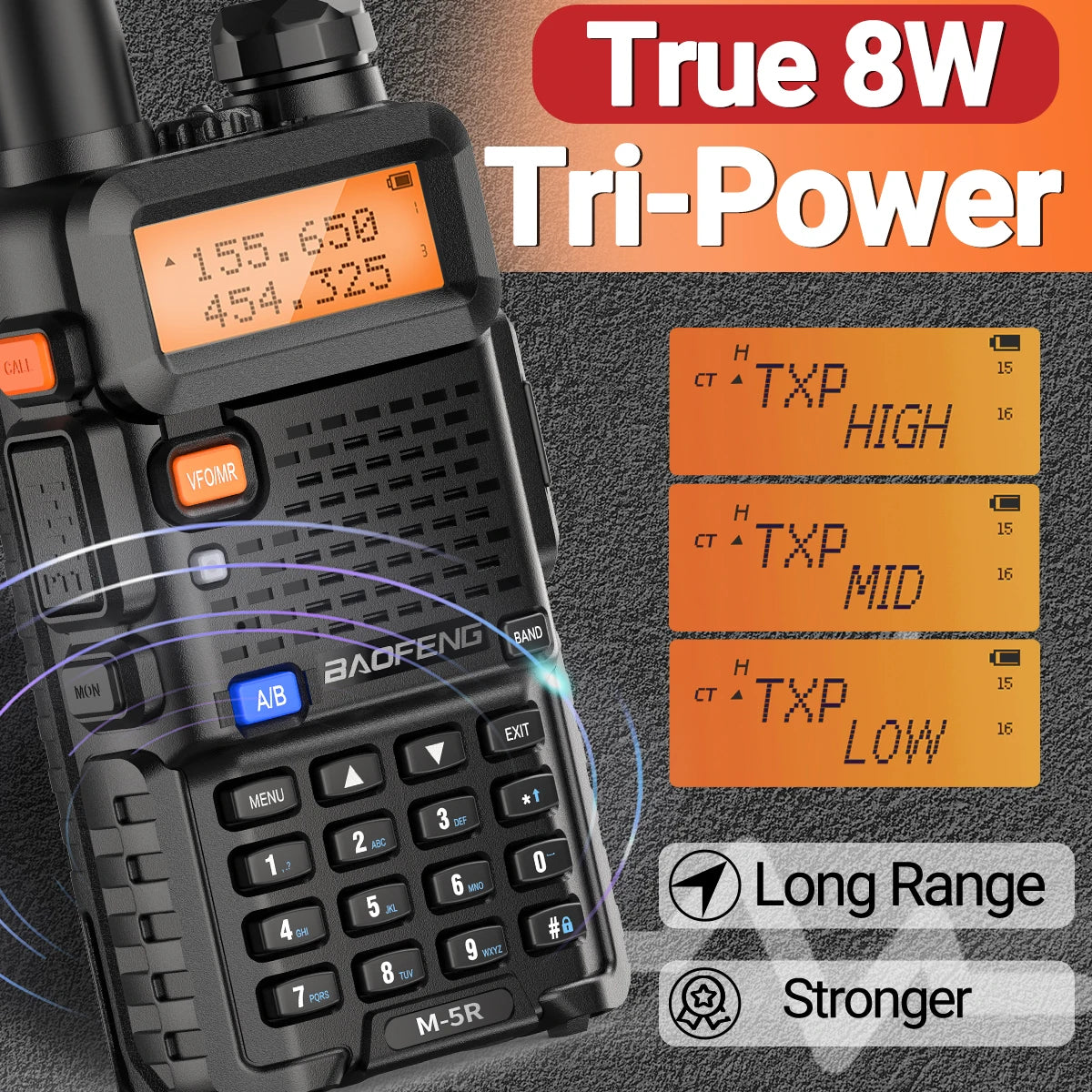 1/2PCS Baofeng M-5R 8W Walkie Talkie Multi Band Type-C Wireless Copy Frequency AM Long Range For UV-5R Two Way Ham Radio
