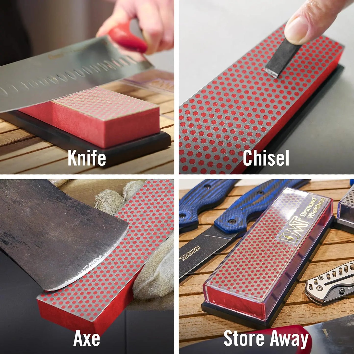 6-inch Diamond Sharpening Stone with Plastic Case - Fine Grit for Knives and Tools, Red