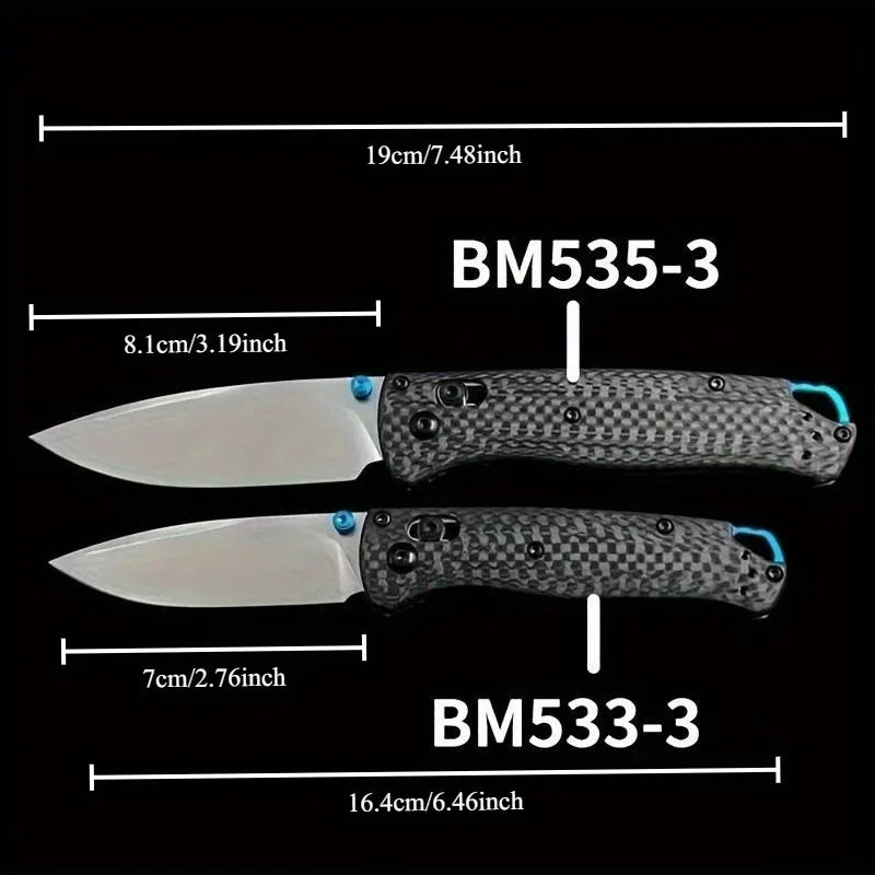 Premium Bugout 535-3 533-3 Mini Folding Knife S90V Steel Lightweight Carbon Fiber Handle Portable Outdoor Camping Hiking Tool