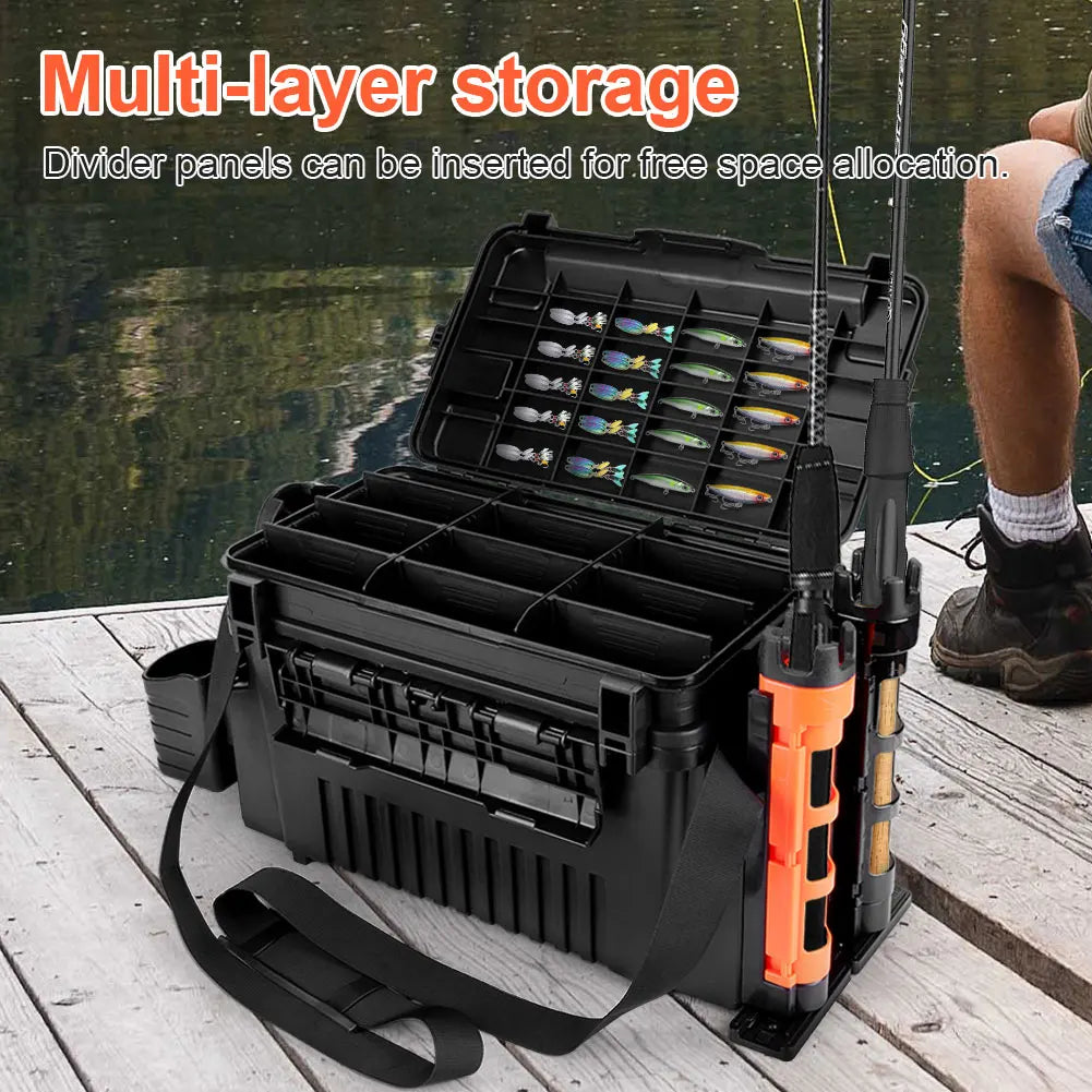 2 Tier Fishing Tackle Box Fishing Gear Box 11 L Fishing Gear Carry On Case Adjustable Fishing Organizer Case Fishing Accessories