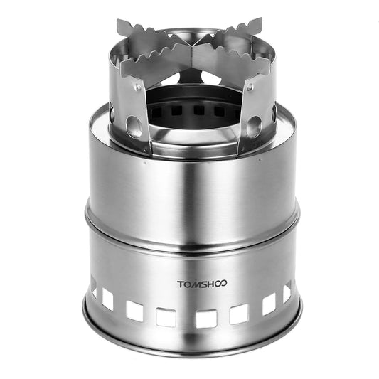 Tomshoo Upgrade Camping Backpacking Stove Portable Folding Windproof Wood Burning Stove Compact Stainless Steel Alcohol Stove
