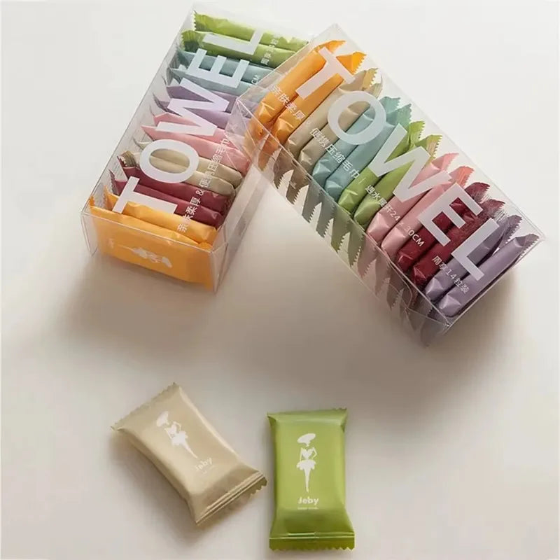 Travel-Friendly Disposable Face Towels – 42pcs, Hypoallergenic, Compressed to 3x3 Inches for Luggage