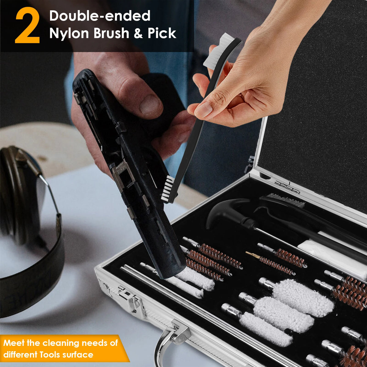 Gun Cleaning Kit Gun Barrel Brush Box Set Kit Barrel Brush Tool for Pistol Handgun Shotgun Cleaning Kit Tool
