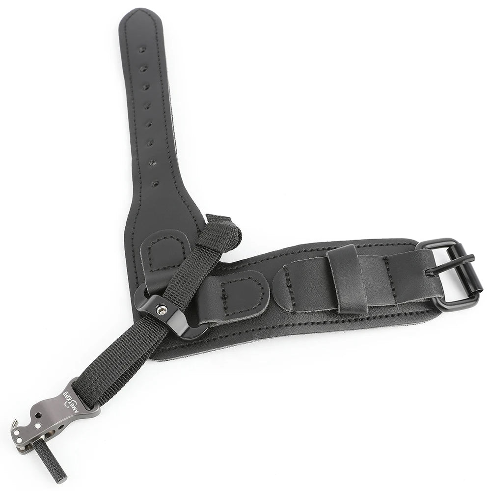 Archery Release Aids Index Finger Hook Compound Bow Hunting Wrist Strap Trigger Leather + Alloy Target Shooting Accessory