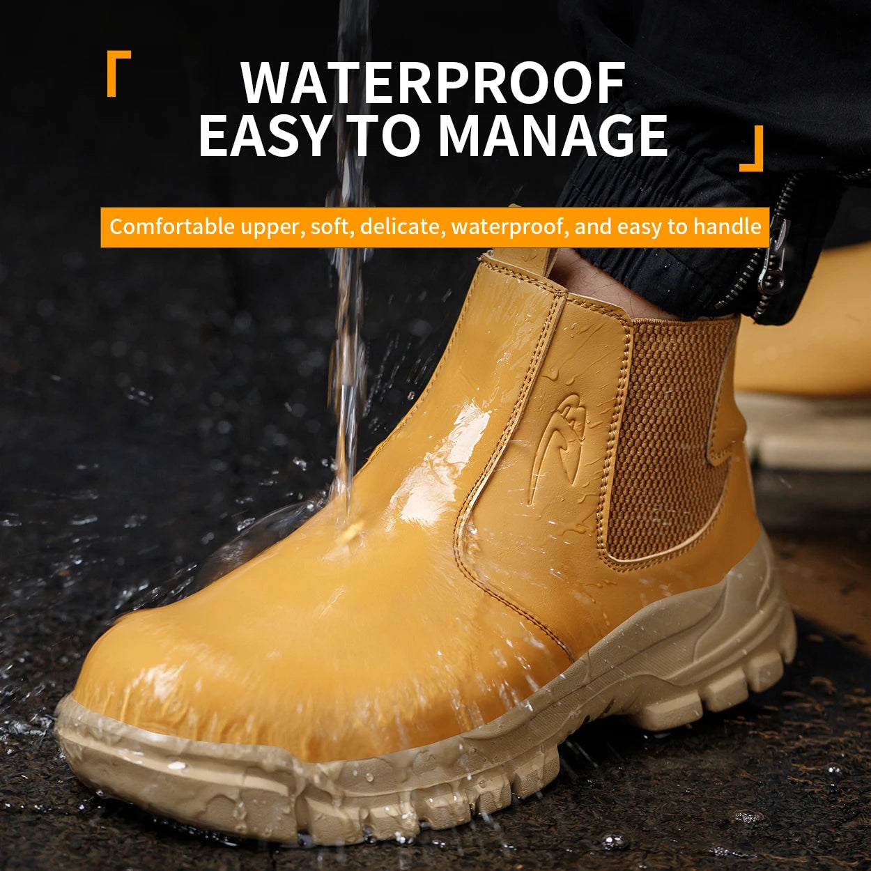 Waterproof Safety Shoes Men's Work Steel Toe Caps Male Indestructible Protective Puncture-Proof Security Footwear Work Boots