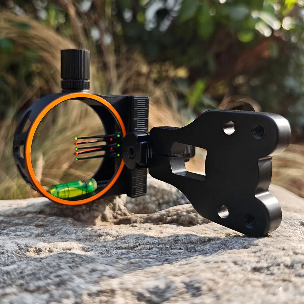 1pc Archery Compound Bow 5Pin Sight 0.019inch Optic Fiber Aluminium Bow Sight for Archery Hunting Shooting Targeting Aiming Tool