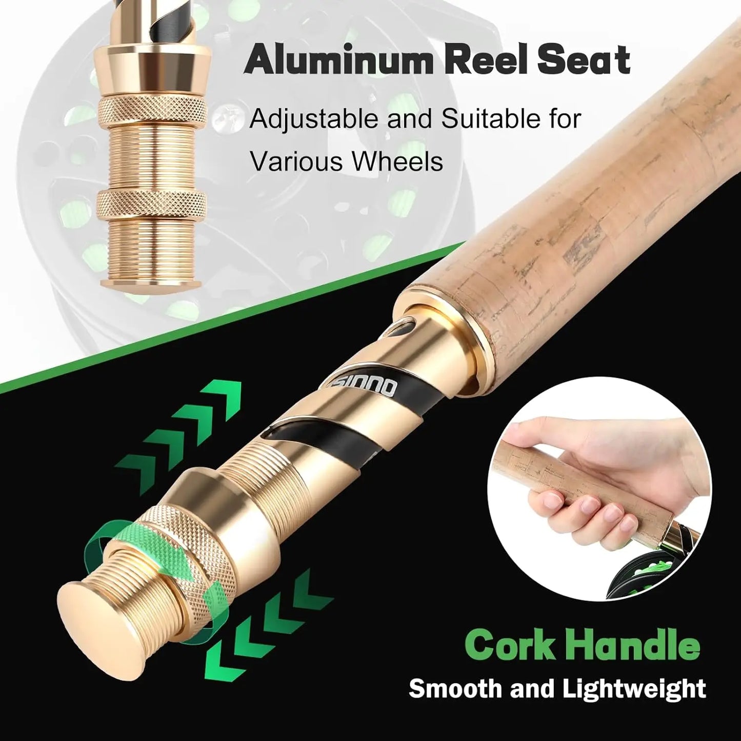 4-Piece Lightweight Graphite Fly Fishing Rod and Reel Combo with Complete Starter Kit and Carrier Bag